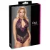 Cottelli Plus Size - body floreale - nero e lilla - 3XL