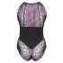 Cottelli Plus Size - body floreale - nero e lilla - 3XL