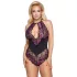 Cottelli Plus Size - body floreale - nero e lilla - 4XL