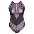 Cottelli Plus Size - body floreale - nero e lilla - 4XL