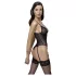 Cottelli - body aperto con reggicalze e pizzo - nero