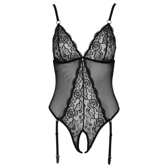 Cottelli - body aperto con reggicalze e pizzo - nero