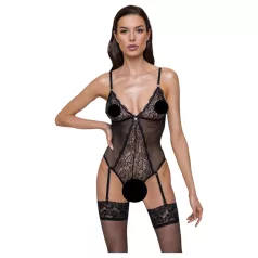 Cottelli - body aperto con reggicalze e pizzo - nero - L