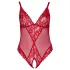 Cottelli Curves - body in pizzo trasparente (rosso) - 3XL