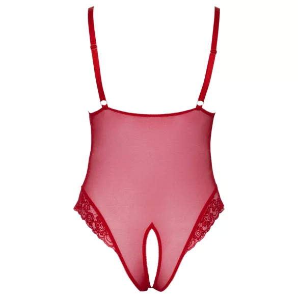 Cottelli Curves - body in pizzo trasparente (rosso) - 3XL