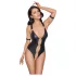 Cottelli Bondage - body aperto con anelli effetto lucido nero - XL