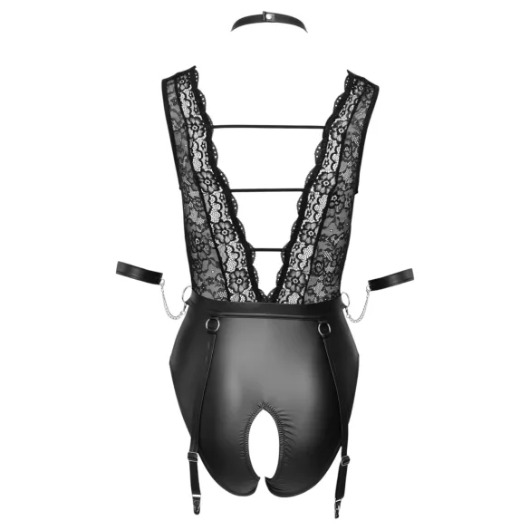 Cottelli Bondage - body pizzo con collarino - nero - M