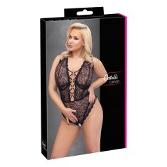 Cottelli Curves Plus Size - body trasparente fantasia (nero)