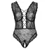Cottelli Curves Plus Size - body trasparente fantasia - nero - 90D/XL