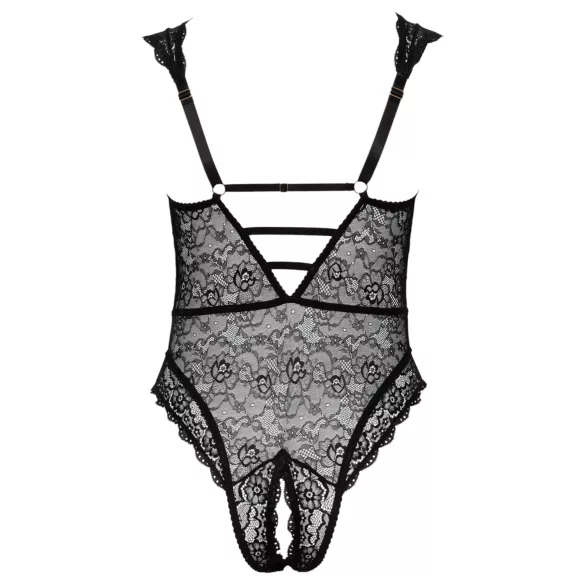 Cottelli Curves Plus Size - body trasparente fantasia - nero - 90D/XL
