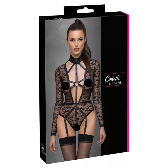 Cottelli - body trasparente con spalline - nero