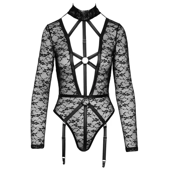 Cottelli - body trasparente con spalline - nero