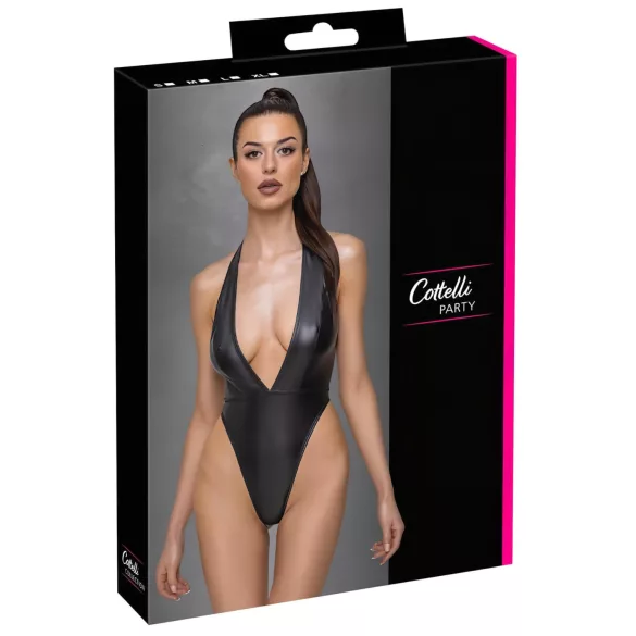 Cottelli Party - body lucido con collo halter - nero - M