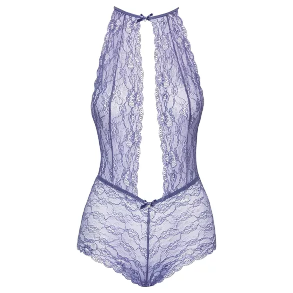 Kissable - body in pizzo con collo allacciato - viola