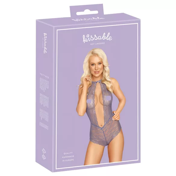 Kissable - body in pizzo con collo allacciato - viola - L/XL
