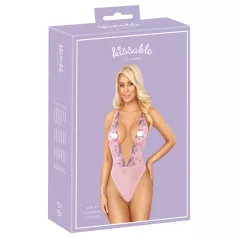 Kissable - body ricamato con rose - rosa - L/XL