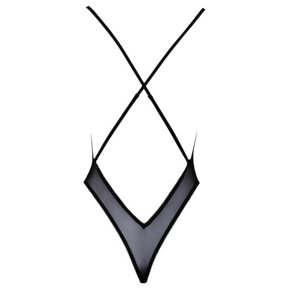 Kissable - body nero ricamato rosa