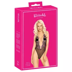 Kissable - body nero ricamato rosa - L/XL