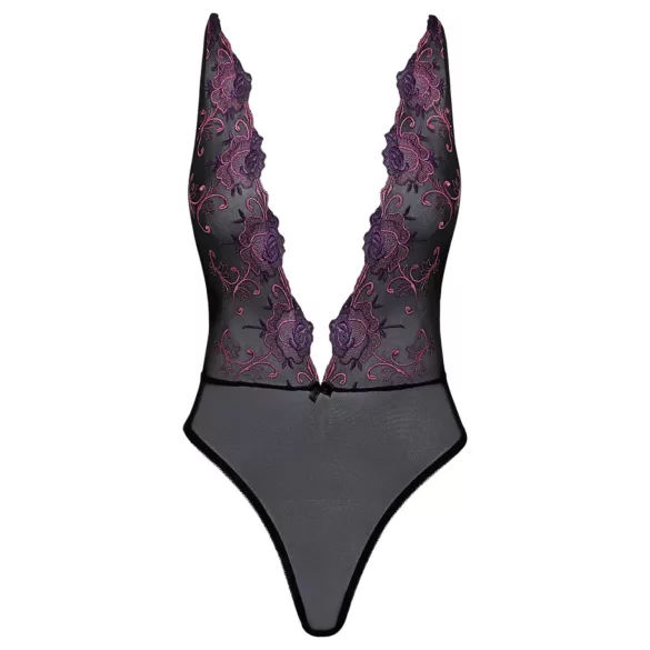 Kissable - body nero ricamato rosa - L/XL