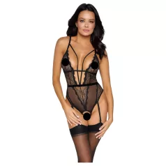 Cottelli - body aperto con spalline e reggicalze - nero - M