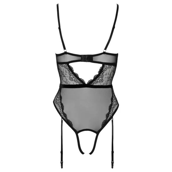 Cottelli - body aperto con spalline e reggicalze - nero - XL