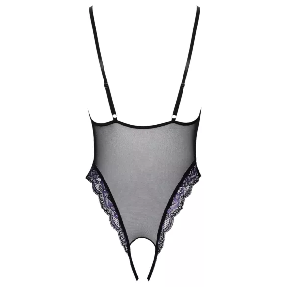 Cottelli - body aperto in pizzo ricamato - nero e lilla