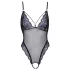 Cottelli - body aperto in pizzo ricamato - nero e lilla - M