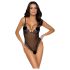 Cottelli - Body in pizzo ricamato aperto (nero-lilla) - L