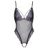 Cottelli - Body in pizzo ricamato aperto (nero-lilla) - L