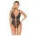 Abierta Fina - body aperto in pizzo con strass (nero)