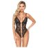 Abierta Fina - body aperto in pizzo con strass (nero)