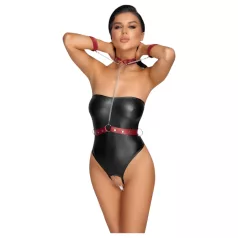   Cottelli Bondage - body lucido + polsini per braccia e collo (nero)