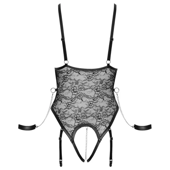 Cottelli Bondage - body aperto con manette - nero - L
