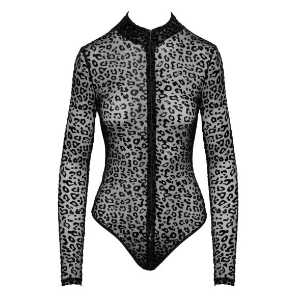 Noir - body a maniche lunghe con motivo leopardato (nero)