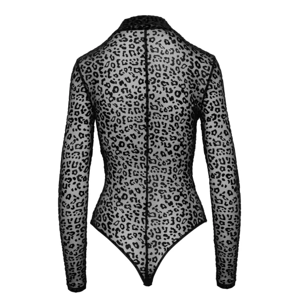 Noir - body a maniche lunghe con motivo leopardato (nero)