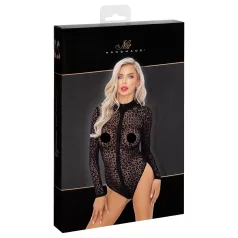   Noir - body a maniche lunghe con motivo leopardato (nero) - M
