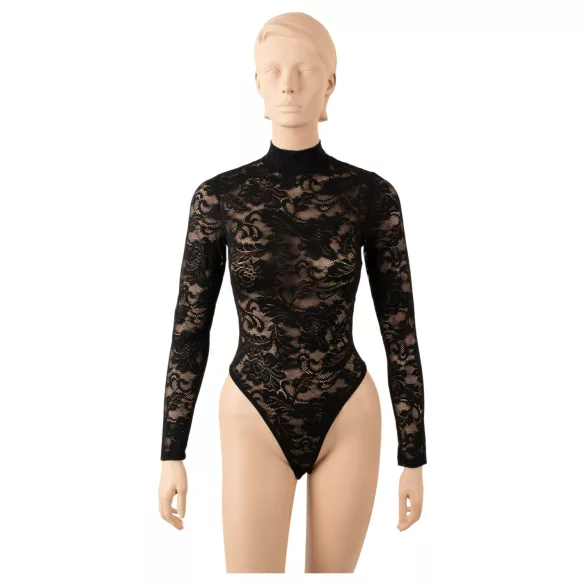 Cottelli - body in pizzo a maniche lunghe (nero) - S