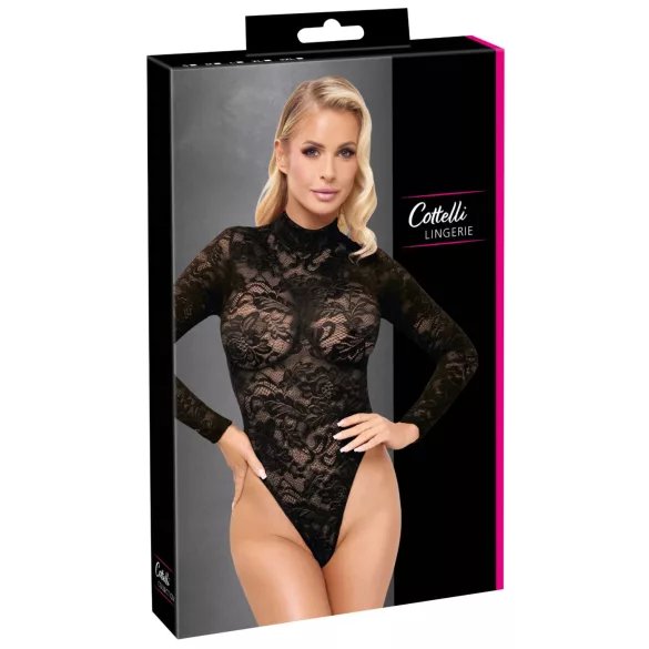 Cottelli - body in pizzo a maniche lunghe (nero) - S - M