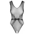 Obsessive - body aperto lavorato a maglia con motivo floreale (nero)