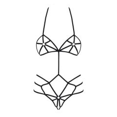 Harness Indecente - Body con Cinghie Decorative (Nero) - S/M