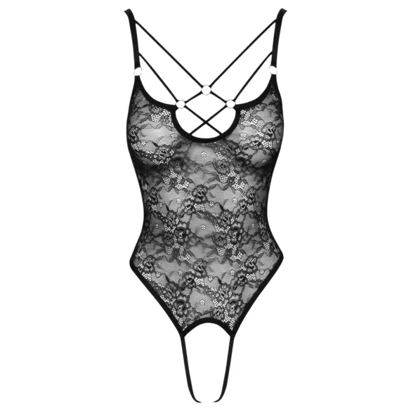 Cottelli - body trasparente aperto in pizzo - nero - XL