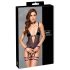 Cottelli Bondage - body aperto e manette da braccio (nero) - M