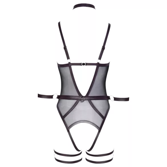 Cottelli Bondage - body aperto con polsini per le braccia (viola scuro) - XL