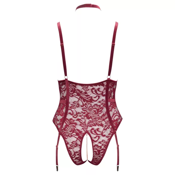 Cottelli Curves - body in pizzo con catena - rosso - 2XL