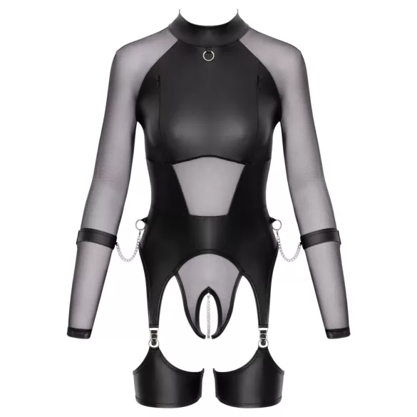 Cottelli Bondage - top trasparente con manette - nero - L