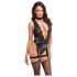 Noir Libido - body con reggicalze - nero