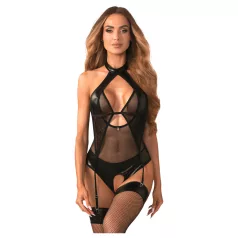   Obsessive Dominna - body trasparente effetto lucido - nero - L/XL