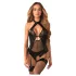 Obsessive Dominna - body trasparente effetto lucido - nero - L/XL