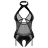 Obsessive Dominna - body trasparente effetto lucido - nero - L/XL