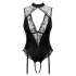 Cottelli - body con reggicalze, aperto all’inguine (nero)
